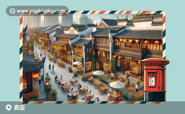 南翔古鎮(zhèn)的古韻郵票，安亭老街傳統(tǒng)風(fēng)情，嘉定新城現(xiàn)代建筑，郵政編碼201800