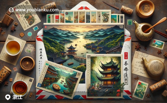 浙江文化與自然景觀的多元融合：西湖、良渚古城和龍井茶，展示郵政傳統(tǒng)