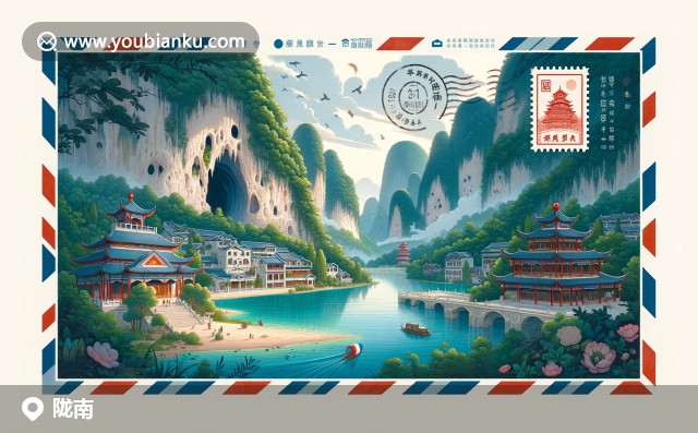 展現(xiàn)隴南的靈動(dòng)風(fēng)光：萬象洞奇觀與天池藍(lán)寶石湖，融合時(shí)光與郵政傳統(tǒng)