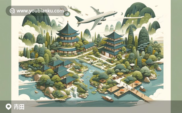 特色插圖：青田石雕郵票與竹林的航空信封，展現(xiàn)青田文化與323900郵戳